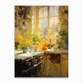 Kitchen With Flowers Canvas Print