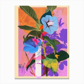 Periwinkle (Vinca) 4 Neon Flower Collage Canvas Print
