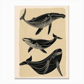 Modern Minimalist Abstract Whales 1 Canvas Print