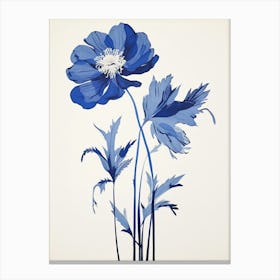 Blue Botanical Anemone 3 Canvas Print