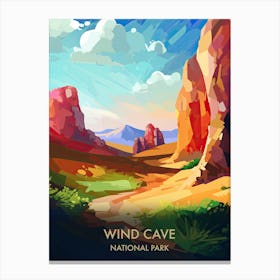 Wind Cave National Park Travel Poster Illustration Style 2 Canvas Print