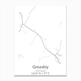 Greasley,United Kingdom Minimalist Map Leinwandbild