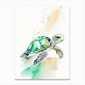 Hatching Sea Turtle, Sea Turtle Minimalist Watercolour 1 Canvas Print