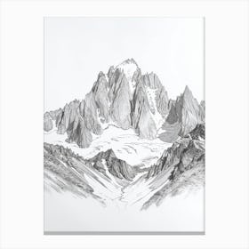 Mount Whitney Usa Line Drawing 1 Canvas Print
