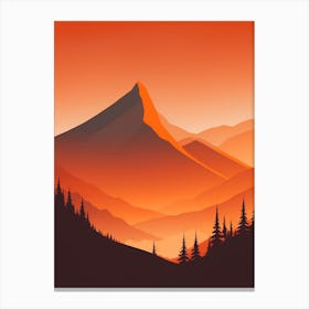 Misty Mountains Vertical Composition In Orange Tone 73 Canvas Print