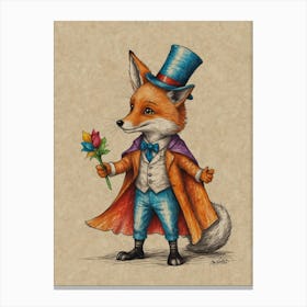 Fox In Top Hat 1 Canvas Print