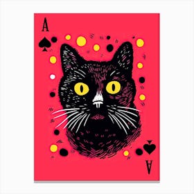 Playing Cards Cat 2 Pink And Black Canvas Print