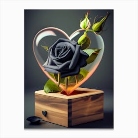 Black Rose In A Glass Box Canvas Print