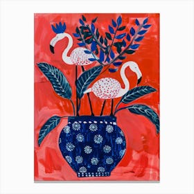 Flamingos In A Vase 1 Canvas Print