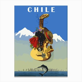 Traditional Chile, Mountains And The Sea Canvas Print