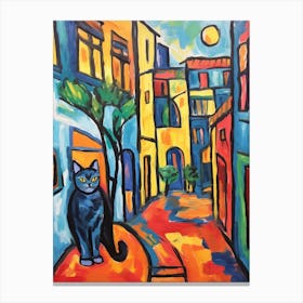 Painting Of A Cat In Venice Italy 3 Canvas Print