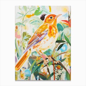 Colourful Bird Painting Hermit Thrush 1 Canvas Print