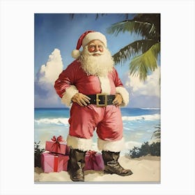 Santa Claus On The Beach Canvas Print