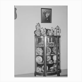 Glass Case For China And Old Beer Steins, Home Of Jim Hardin, Two Bit Creek, Near Deadwood, South Dakota By Russell Canvas Print