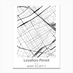 Levallois Perret,France Minimalist Map Canvas Print