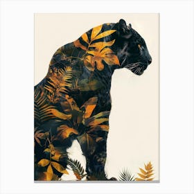 Double Exposure Realistic Black Panther With Jungle 18 Canvas Print