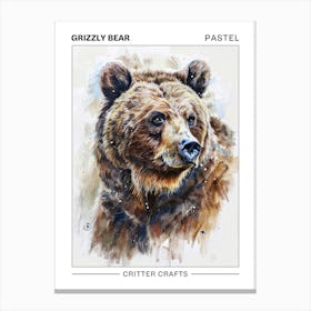 Grizzly Bear Pastel Watercolour 1 Poster Leinwandbild