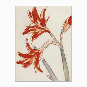 Minimalist Red Floral Wall Art Print Canvas Print