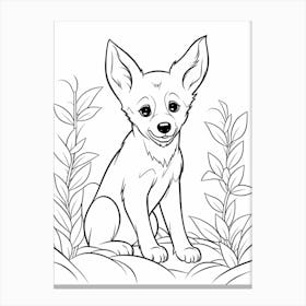 Line Art Jungle Animal Dingo 4 Canvas Print