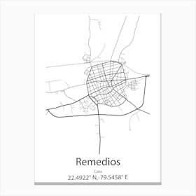 Remedios,Cuba Minimalist Map Canvas Print