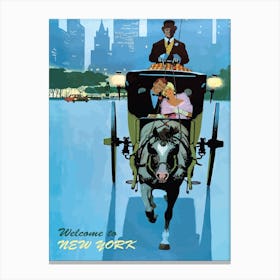 New York, Romantic Ride on Horse Chariot Canvas Print