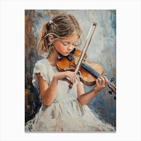 A Little Brown Haired Girl Playing The Violin Canvas Print