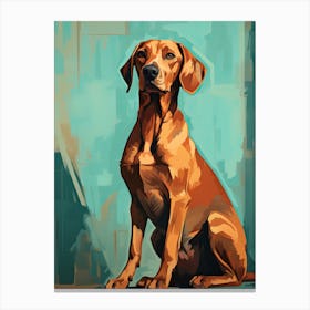 Rhodesian Ridgeback Dog, Painting In Light Teal And Brown 0 Canvas Print