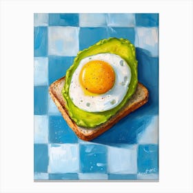 Avocado Egg On Toast Blue Checkerboard 4 Canvas Print