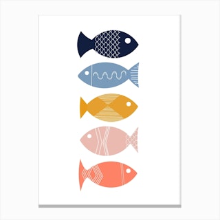 Scandi Mid Mod Fish Canvas Print