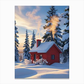 Winter Cabin In The Snow Canvas Print