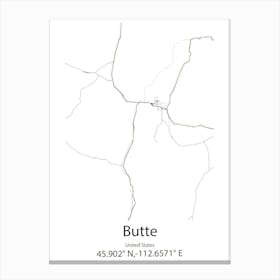 Butte,United States Minimalist Map Canvas Print