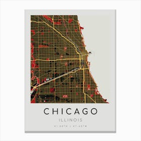Chicago Map Print - Kurozawa style Canvas Print