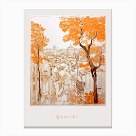 Granada Spain Orange Drawing Poster Canvas Print