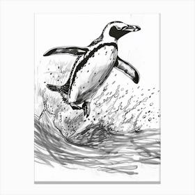King Penguin Jumping Out Of Water 2 Canvas Print
