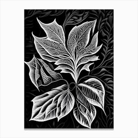 Apple Leaf Linocut 3 Canvas Print