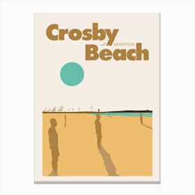 Crosby Beach, Travel Art (Gold) Canvas Print