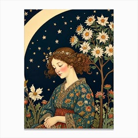 William Morris Moon And Stars 1 Canvas Print