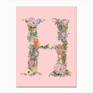 H Pink Alphabet Letter Canvas Print