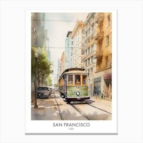 San Francisco Usa Watercolour Travel Poster 1 Canvas Print