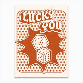 Lucky You Dice in Cream and Orange Canvas Print