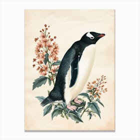 Adlie Penguin Livingston Island Vintage Botanical Painting 2 Canvas Print