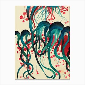 Granrojo Jellyfish Vintage Graphic Watercolour Canvas Print