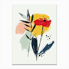 Red Poppy, Boho, Minimalism Canvas Print