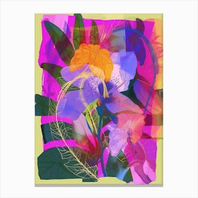 Lisianthus 4 Neon Flower Collage Canvas Print