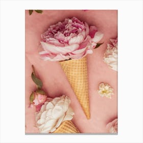 Scoop of Blooms Ice Cream Cone Canvas Print