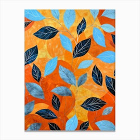 Blue And Orange Leaves 5 Canvas Print