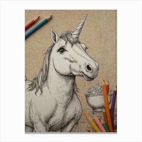 Unicorn Coloring Book Canvas Print