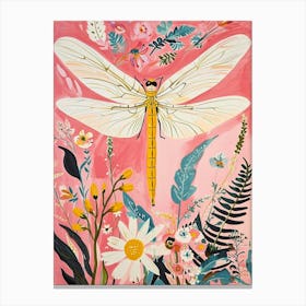 Floral Animal Painting Dragonfly 3 Canvas Print