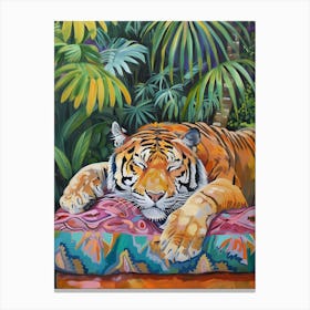 Oil Painting Tiger Sleeping 13 Canvas Print