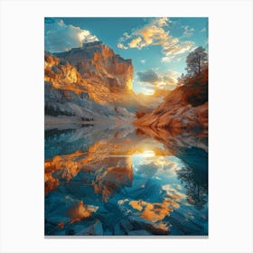 Sunset Reflection In The Lake Canvas Print